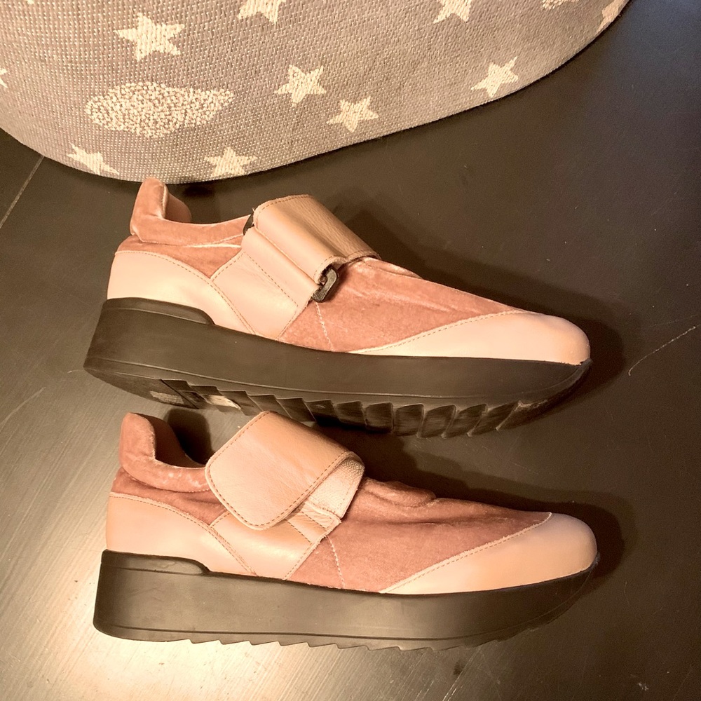 Free People Canon Suede Platform Bush Velcro Sneakers